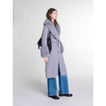 Manteau long col fausse fourrure