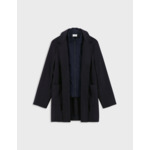 Manteau ivain en drap de laine avec parmenture en toile de laine marine
