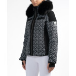 Veste de ski effet denim à fourrure femme