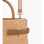 Sac à main moyen modèle Emie effet raphia et cuir lisse