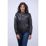 Blouson cuir Alpine femme Sophia noir