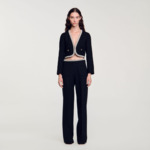 Pantalon taille haute en tweed