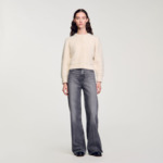 Cardigan court en maille duveteuse