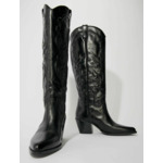 Bottes santiags en cuir lisse brodé