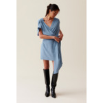 Robe courte cache-cœur rayures bleu