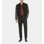 Blouson En Laine Double Face Et Cuir Noir Homme