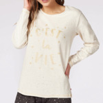 Pyjama femme C'EST LA VIE écru/anthracite imprimé