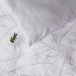 Lacoste - Housse de couette en satin de coton lavé gris, L Leaf