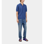 Chemise Bleue Manches Courtes En Maille Homme