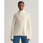 Ribbed Wool Stand Collar Sweater