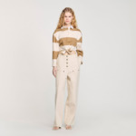 T-shirt rayé à col polo strassé