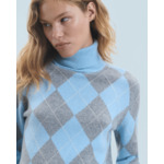 Pull Col Roulé à Motif Losange