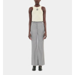 Pantalon Tailleur Droit En Laine Taupe Femme