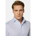 Chemise À Carreaux Bleus En Coton Et Tencel Regular Fit