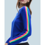 Pull Col Rond Bandes Manches Multicolore