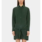 Robe Chemise Verte Courte Avec Nœud Femme