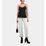 Caraco Noir En Soie Avec Détails En Dentelle Femme