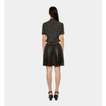 Jupe Portefeuille Courte En Cuir Noir Femme