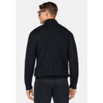 Pull Full Zip Bleu Marine Avec Mélange De Points En Laine Mérinos