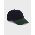 Casquette en velours côtelé uni marine et visière verte avec broderie figaret vert