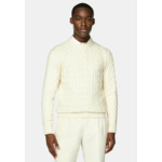 Pull Blanc À Col Rond En Laine