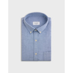 Chemise gabriel col américain avec poche poitrine en oxford gratté uni bleu