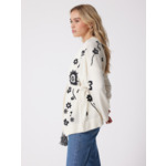 Cardigan cachemire Pima ECRU_NOIR
