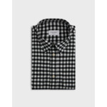 Chemise florian col français avec deux poches en flanelle de coton à carreaux noir