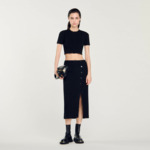 Jupe midi en tweed