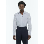 Chemise à col hirondelle en coton rayé