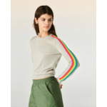 Pull Col Rond Bande Multicolore Aux Manches