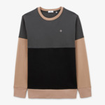 Sweat col rond tricolore gris anthracite