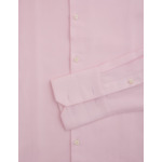 Chemise col italien avec poignets mousquetaires en chevron uni rose