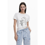 T-shirt florale silhouette féminine