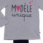 Pyjama fille PREMIUM gris chiné/marine