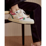 Baskets basses blanches, vertes & roses