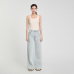 Jean à bandes strassées