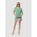 Jupe tailleur Janice-verte en tissus flammé