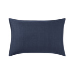 Lacoste - Taie d'oreiller en satin de coton lavé bleu, L Botanic