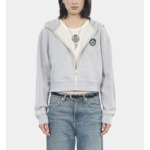 Sweatshirt Blazon À Capuche Gris Femme