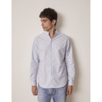 Chemise carl col droit ouvert en oxford rayé bleu