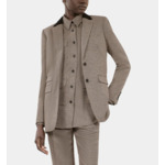 Veste Tailleur Pied De Poule Beige Femme