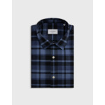 Chemise auguste col français en flanelle de coton à carreaux marine