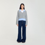 Cardigan à col chemise amovible