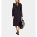 Manteau Long En Laine Mélangée Bleu Marine Femme