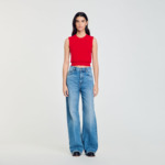 Pull sans manches à volant