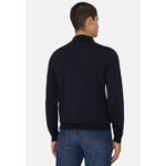 Polo En Maille Bleu Marine En Laine Mérinos