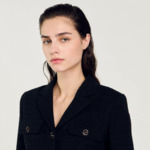Veste courte boutonnée en tweed