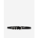Ceinture Fine En Cuir Effet Crocodile Noir