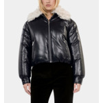 Doudoune Effet Cuir Noire Femme